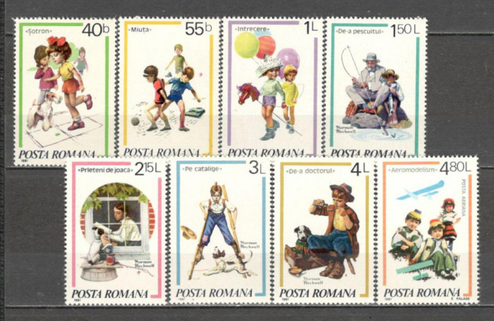 Romania.1981 Jocuri de copii-Pictura N.Rockwell ZR.682