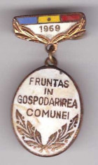 Insigna Fruntas in gospodarirea comunei 1969 foto