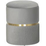 HOMCOM Taburet rotund de depozitare, Taburet tapițat cu catifea și capac detașabil, șezut căptușit și spațiu de depozitare ascuns, Gri deschis | Aosom