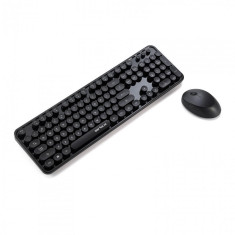 Kit tastatura + mouse serioux retro dark 9900bk wireless 2.4ghz us layout multimedia mouse optic
