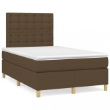 Cumpara ieftin Pat box spring cu saltea, maro inchis, 120x200 cm, textil