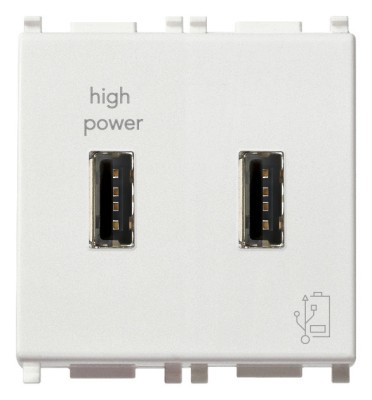 Priza USB A dubla 2M 2.1A 5V Vimar Plana alb 14295 foto