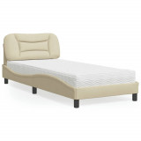 Cumpara ieftin Pat cu saltea, crem, 90x200 cm, textil