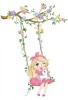 Sticker decorativ, Fetita cu leagan si unicorn, 90 cm, 1139STK
