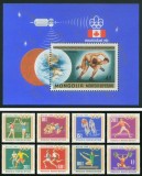 Mongolia 1976 - Lot Complet Jocurile Olimpice de Vară Montr&eacute;al 1976 cu Supraimprimare : Seria Integrală de 8 Valori + Colița 4 ₮ MNH -MNG1
