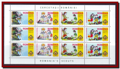 2005 Romania - Cercetasii Romaniei, coala de 12 timbre (3 serii) LP 1686 a, MNH foto