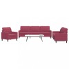 VidaXL Set canapea cu perne, 3 piese, roșu vin, catifea 3278435