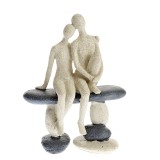 Statueta decorativa Cuplu pe banca, stil minimalist, 20 cm