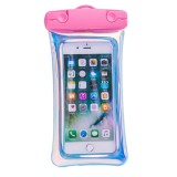 Husa subacvatica holografica waterproof flippy, snowproof, universala, impermeabila, cu snur, pentru telefon sau documente, roz