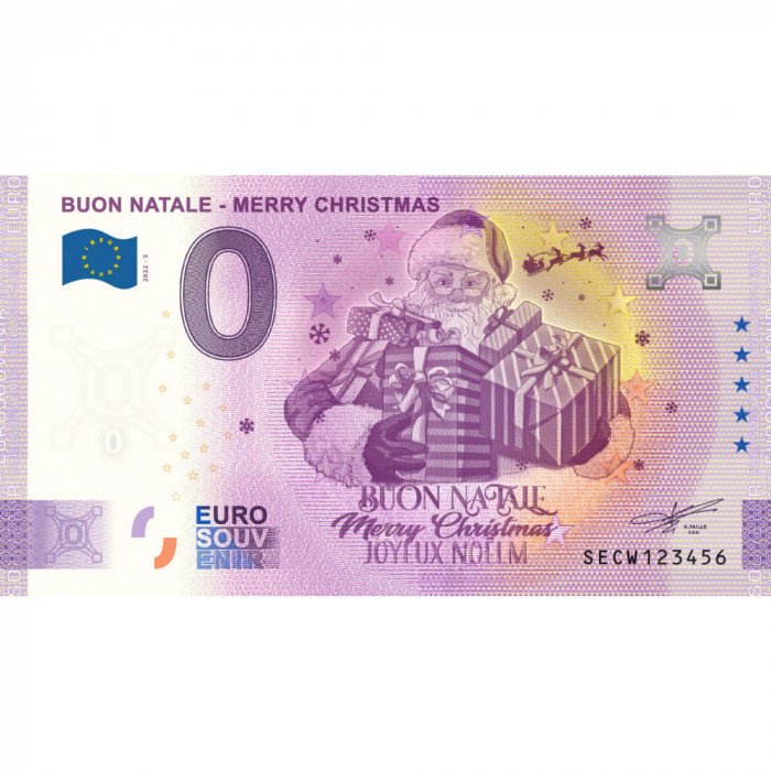 !!! 0 EURO SOUVENIR - ITALIA , BUON NATALE - MERRY CHRISTMAS - 2022.3 - UNC