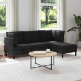 vidaXL Set de mobilier pentru living 4 pcs Negru Țesătură 3413810