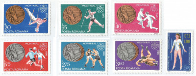 Romania, LP 923/1976, Medalii Olimpice, J.O. de Vara, Montreal, MNH foto