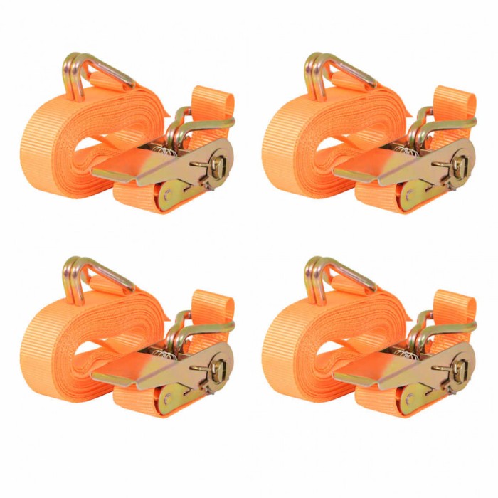 vidaXL Chingi fixare cu clichet, 4 buc, 0,4 tone 6 mx25 mm, portocaliu