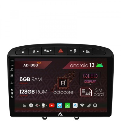 Navigatie Peugeot 308 408 (2008-2013), Android 13, B-Octacore 6GB RAM + 128GB ROM, 9 Inch - AD-BGB9006+AD-BGRKIT265 foto