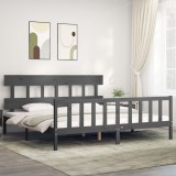 VidaXL Cadru pat cu tăblie 200x200 cm, gri, lemn masiv 3193358