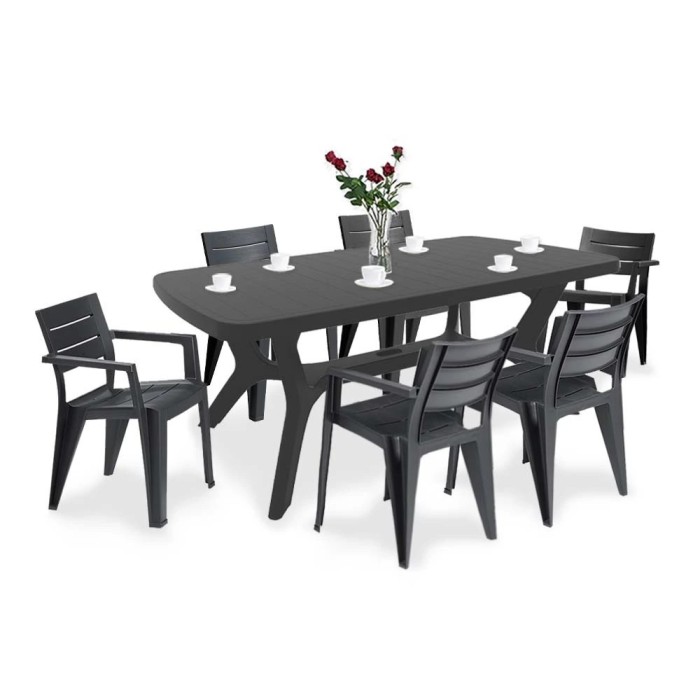 Set mobilier de grădină Juliemore 6+1, grafit