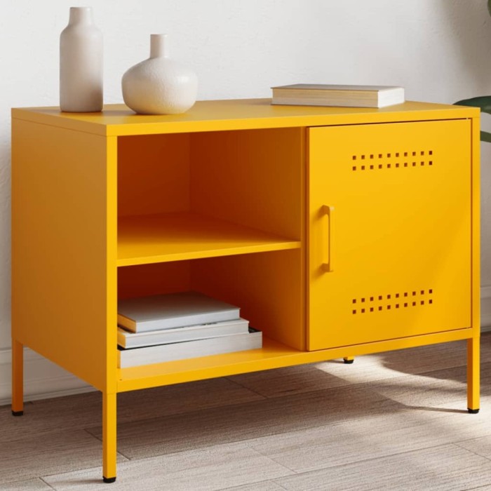 Gossi dulap tv, galben mustar, 68x39x50,5 cm, otel