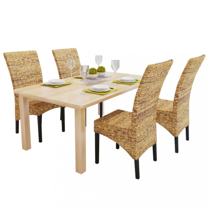 vidaXL Scaune de bucătărie, 4 buc., abaca &amp; lemn masiv de mango