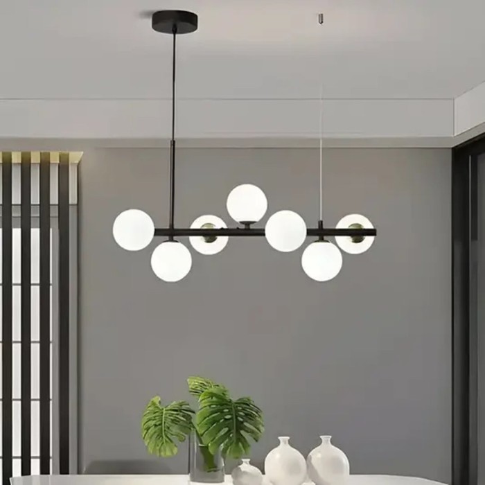 Lustra cu bec moderna LOFT Pavilion, 7x G9, Alb Negru, Metal, Inaltime Reglabila ModernLight Concept