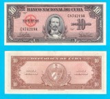 Cuba (p#79) 10 Pesos 1960 aUNC &#039;Cespedes&#039; serie: C874219A