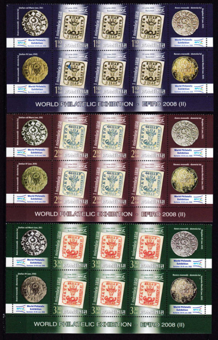 RO 2007 &quot; Efiro 2008 (II) &quot; , 1/2 coala - 6 serii , 4 cu vinieta , MNH