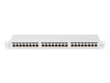 Patch panel 24 porturi 1U 19 Cat.6A FTP cu organizator cabluri, ecranat, gri