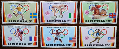 Liberia 1972 Sport Olympic games Munich Mi.826-31 MNH M.238 foto