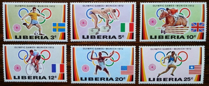 Liberia 1972 Sport Olympic games Munich Mi.826-31 MNH M.238
