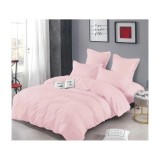 Cumpara ieftin Lenjerie de Pat Dublu, Bumbac Finet-Creponat, 6 Piese, Roz-LJ1096