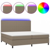 Cumpara ieftin Pat cu arcuri, saltea si LED, gri taupe, 200x200 cm, textil