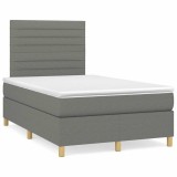 vidaXL Pat cu arcuri, saltea și LED, gri &icirc;nchis, 120x190 cm, textil 3270254