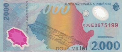 BANCNOTA de 2000 lei AN 1999 Seria 008E0975199 foto