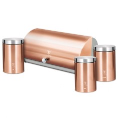 Set cutie paine si 3 recipiente bucatarie Rose Gold Berlinger Haus BH 6730