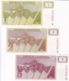 !!! SLOVENIA - SET 1 + 2 + 5 TOLARI 1990 - P 1 ; 2 ; 3 -UNC