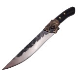 Cumpara ieftin Cutit Bucatarie IdeallStore&reg; Dragon Breath, 33cm, Otel Inoxidabil, Maner Lemn, Negru/Maro, Lama 15cm