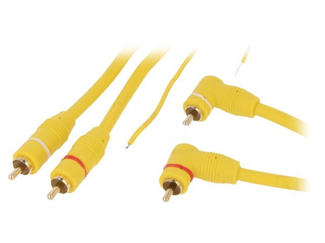 Cablu RCA 2x Mufe RCA &icirc;n unghi 5m Galben