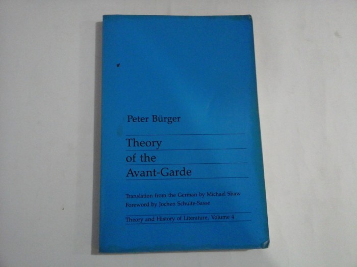 THEORY OF THE AVANT-GARDE - PETER BURGER