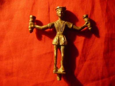 Statueta bronz f.veche - Cavaler- h=10,7cm foto