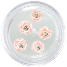 Flori acrilice roz deschis și albe, cu stras