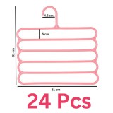 Cumpara ieftin Set 24 Umerase Multifunctionale din Plastic cu 5 pozitii pentru Haine si Accesorii, Anti-derapante, 31 x 31 cm, Roz