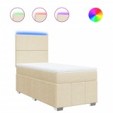 Cumpara ieftin Pat box spring cu saltea, crem, 90x200 cm, textil