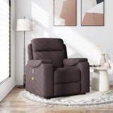 vidaXL Fotoliu de masaj rabatabil, maro &icirc;nchis, material textil