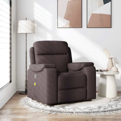 vidaXL Fotoliu de masaj rabatabil, maro &amp;icirc;nchis, material textil foto