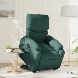 VidaXL Fotoliu electric rabatabil cu ridicare, verde &icirc;nchis, textil
