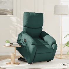 vidaXL Fotoliu electric rabatabil cu ridicare, verde &icirc;nchis, textil