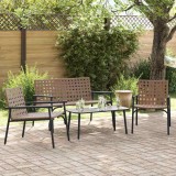 VidaXL Set de masă pentru grădină 4 pcs Maro poliratan