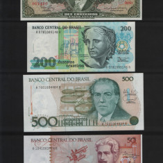 Set Lot 8 bancnote Brazilia cruzeiro cruzados cruzados novos necirculate