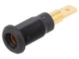 Soclu Banană 4mm 25A Negru Aurit 30mm