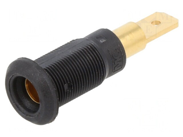 Soclu Banană 4mm 25A Negru Aurit 30mm