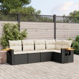 vidaXL Set mobilier de grădină cu perne, 5 piese, negru, poliratan 3226784